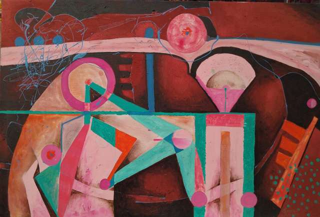 Dos figuras de fiesta, obra de Francisco Muñoz Tejeida