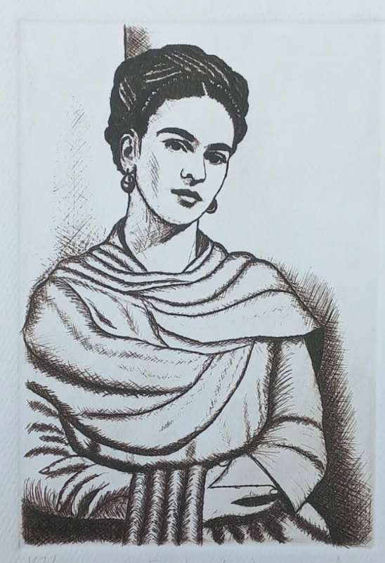 Frida en rebozo, obra de Francisco Muñoz Tejeida